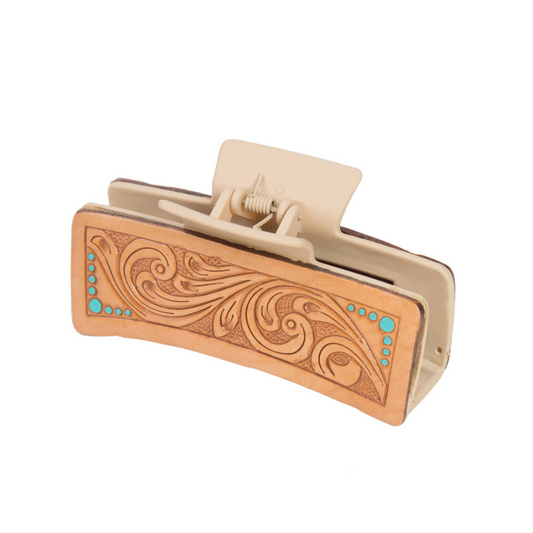 Tooled Leather Hair Clip
