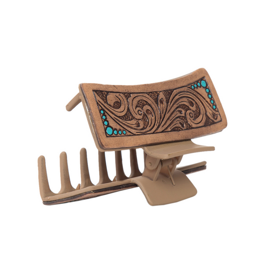 Tooled Leather Hair Clip