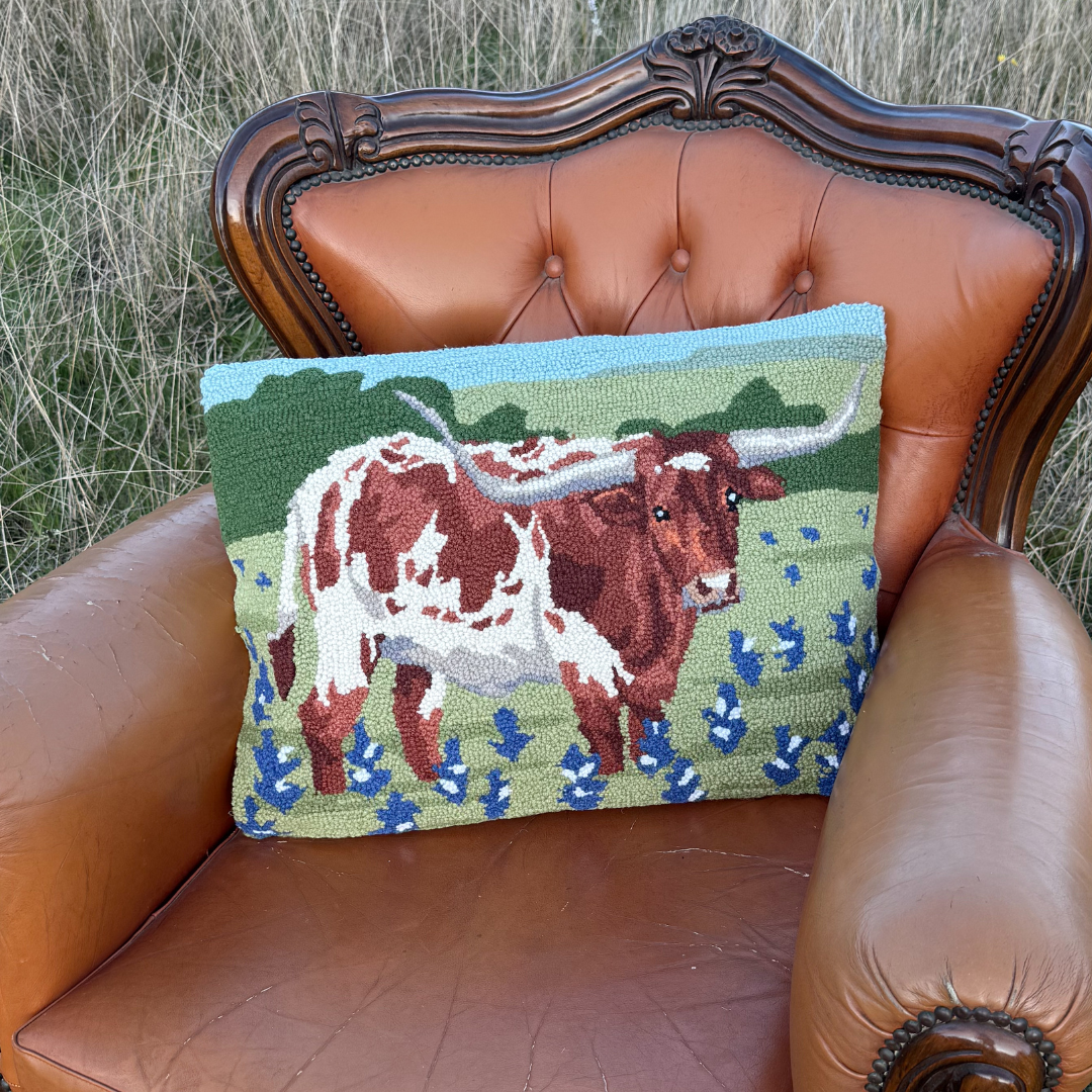 Blue Bonnet Longhorn Cushion