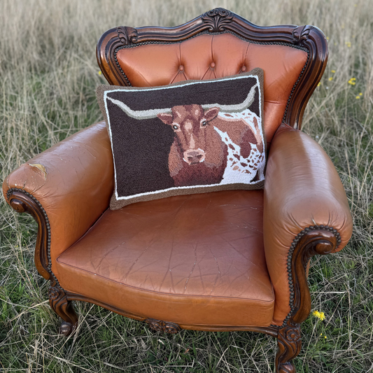 Brown Longhorn Cushion