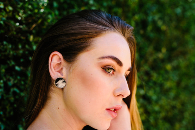 Large Cowhide Stud Earrings
